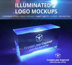发光的标志展示模型：Illuminated Logo Mockups